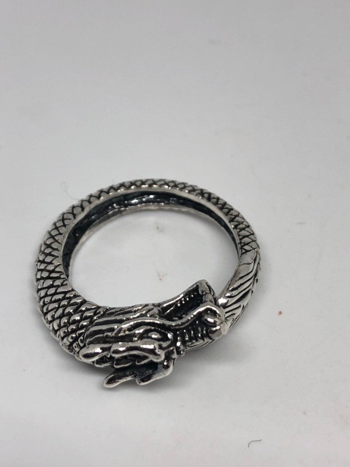 Vintage Gothic Dragon Sterling Silver Mens Ring