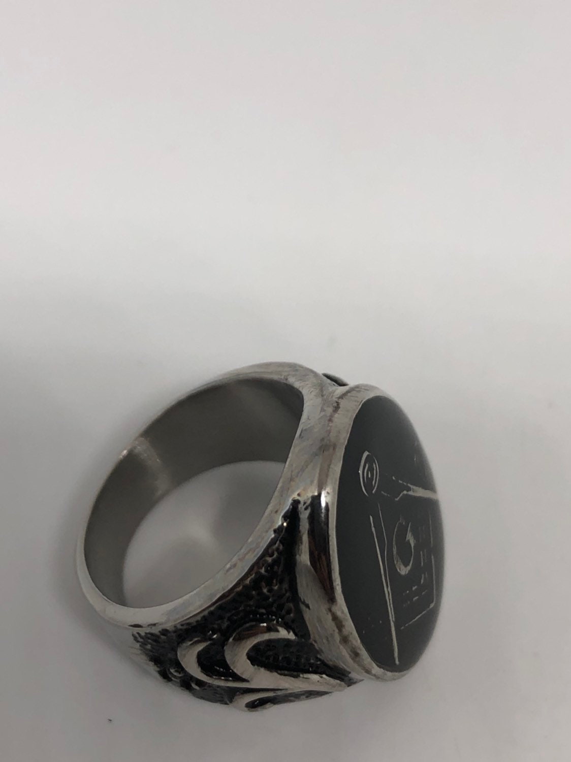 Vintage Gothic Stainless Steel Free Mason G Mens Ring
