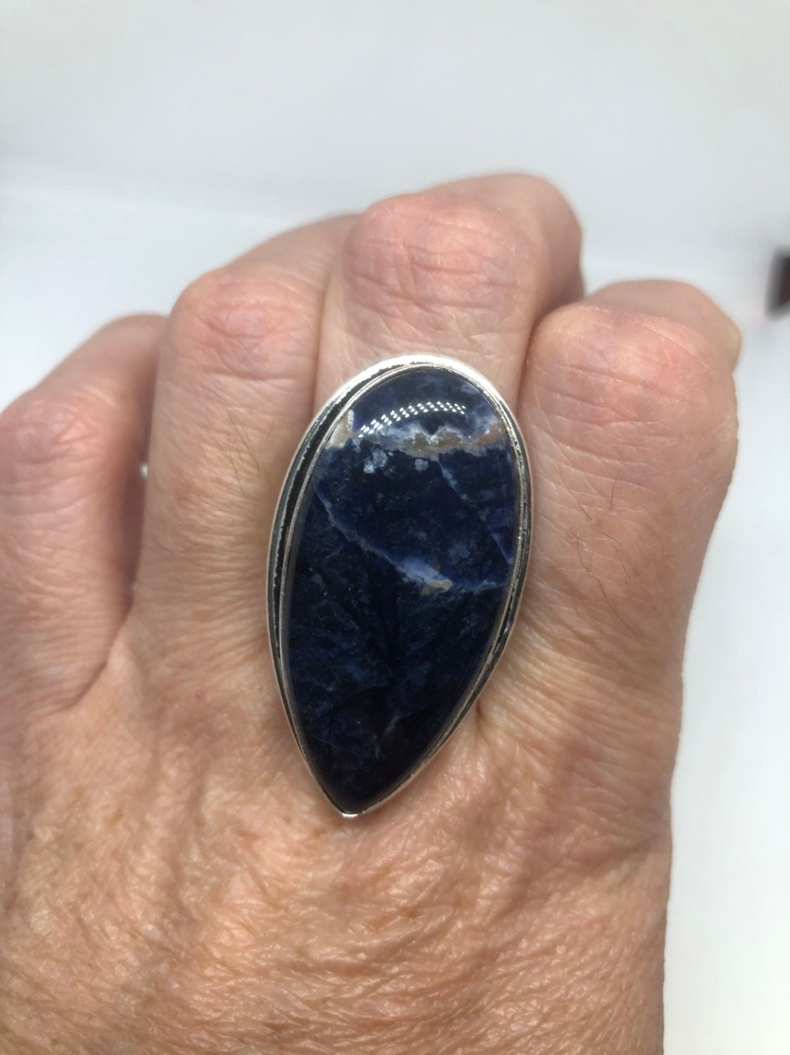 Vintage Blue Genuine Lapis Lazuli Cocktail Ring