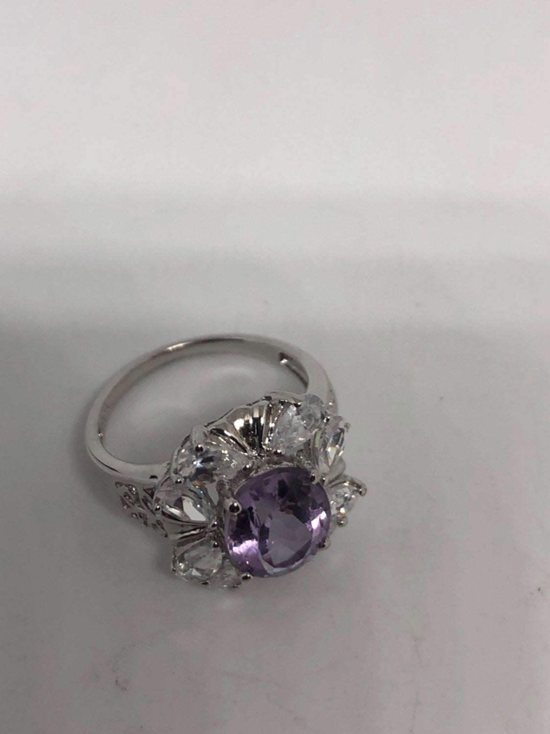Vintage Handmade Deep Purple Genuine Amethyst Setting 925 Sterling Silver Gothic Ring