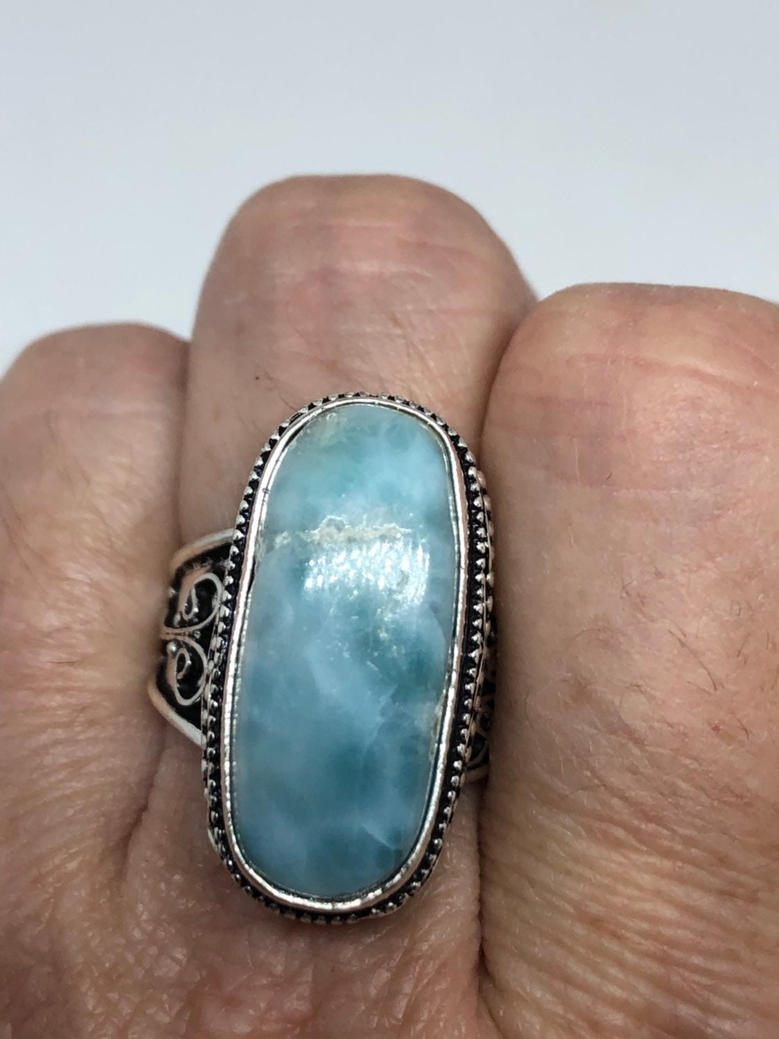 Vintage Blue Genuine Larimar Ring Size 9