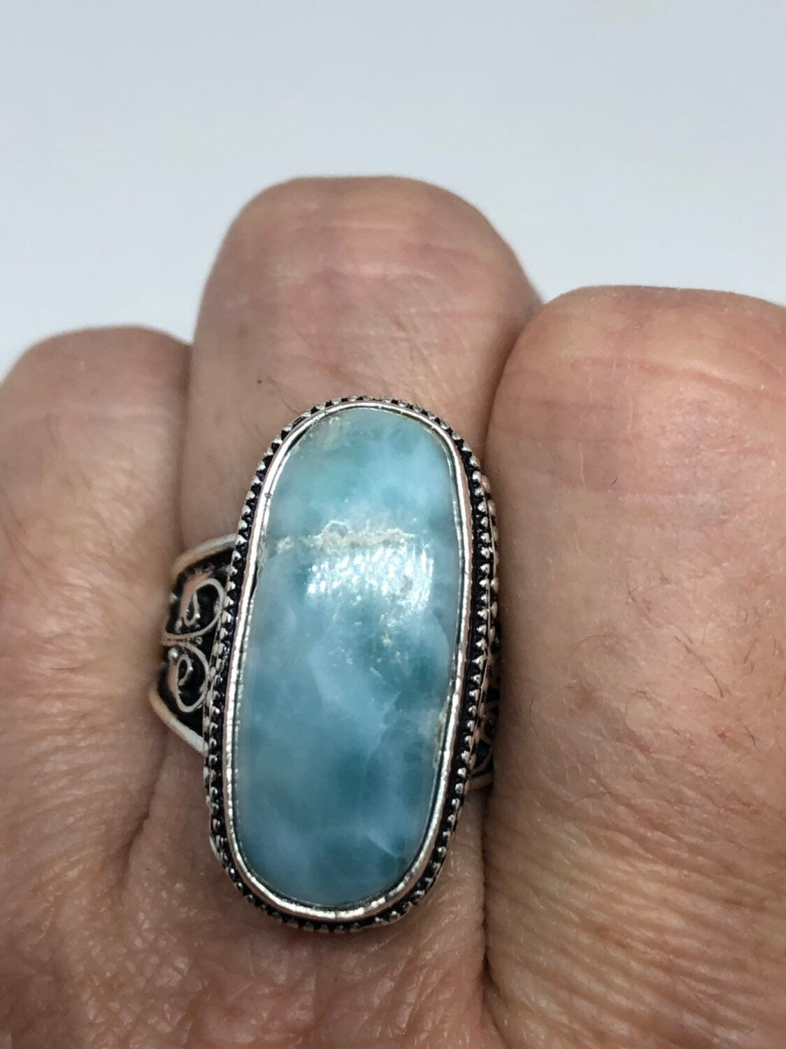Vintage Blue Genuine Larimar Ring Size 9