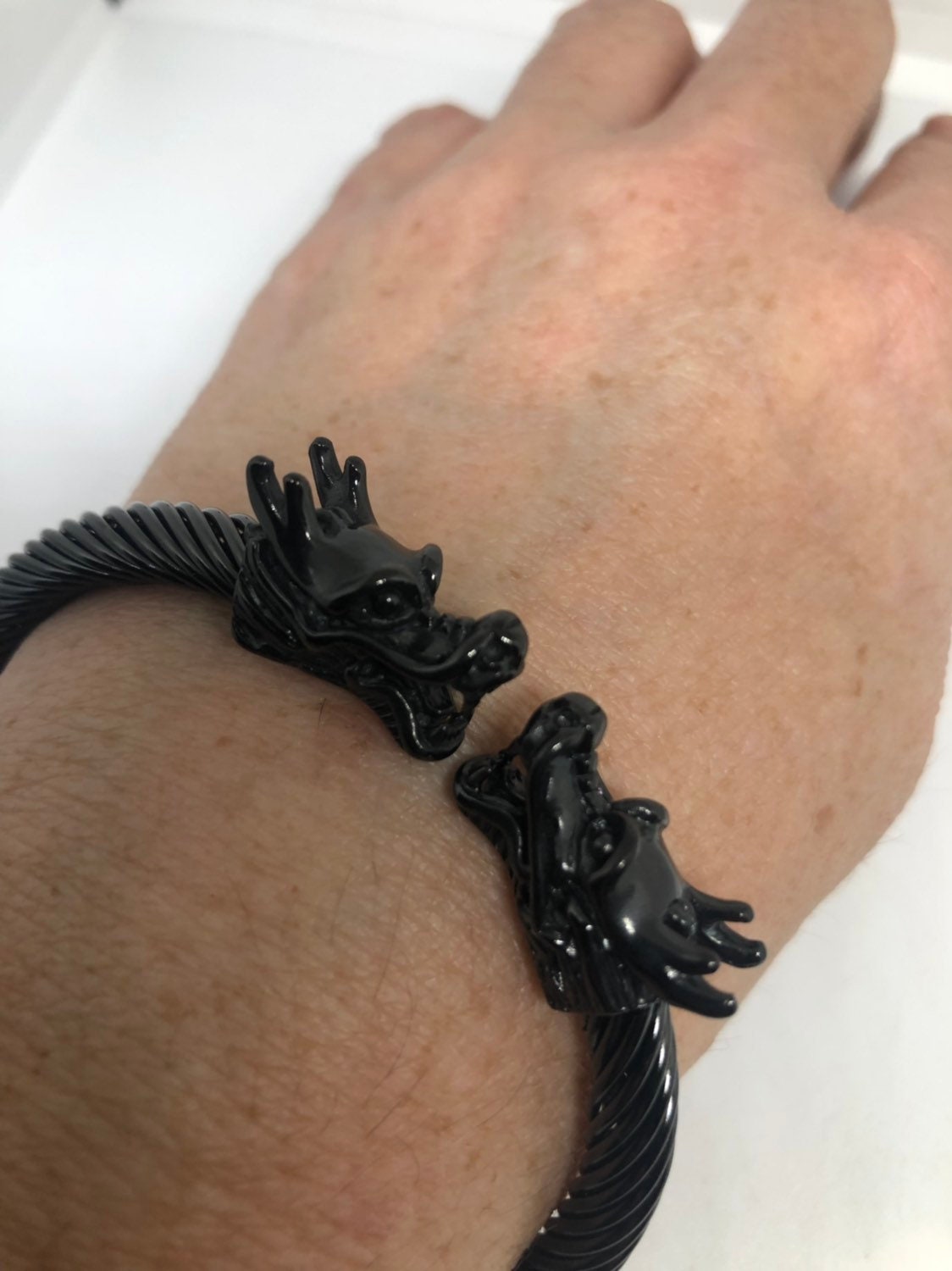 Vintage Style Unisex Mens dragon Stainless Steel Bangle Bracelet