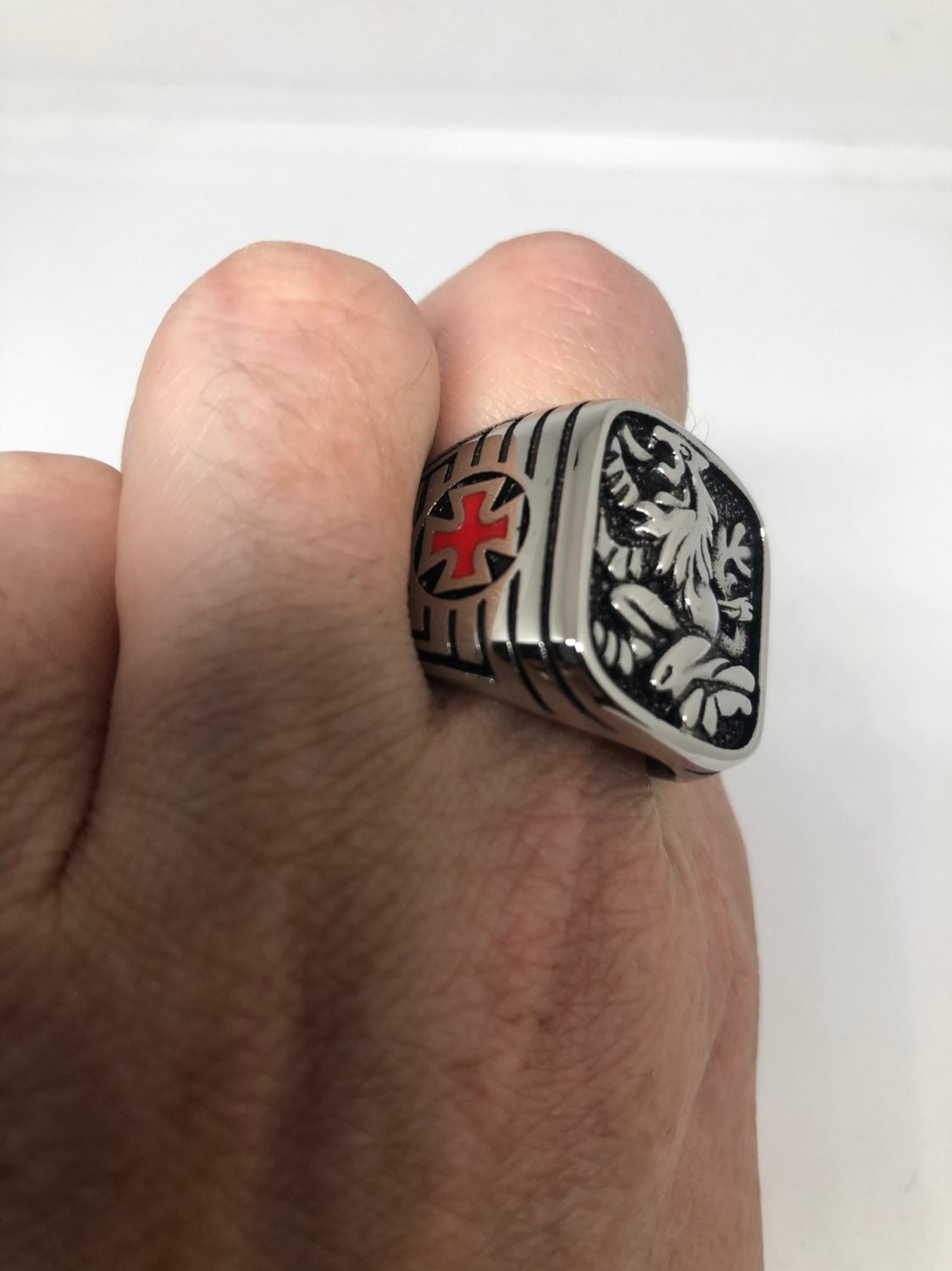 Vintage Gothic Silver Stainless Steel Lion Head Mens Ring