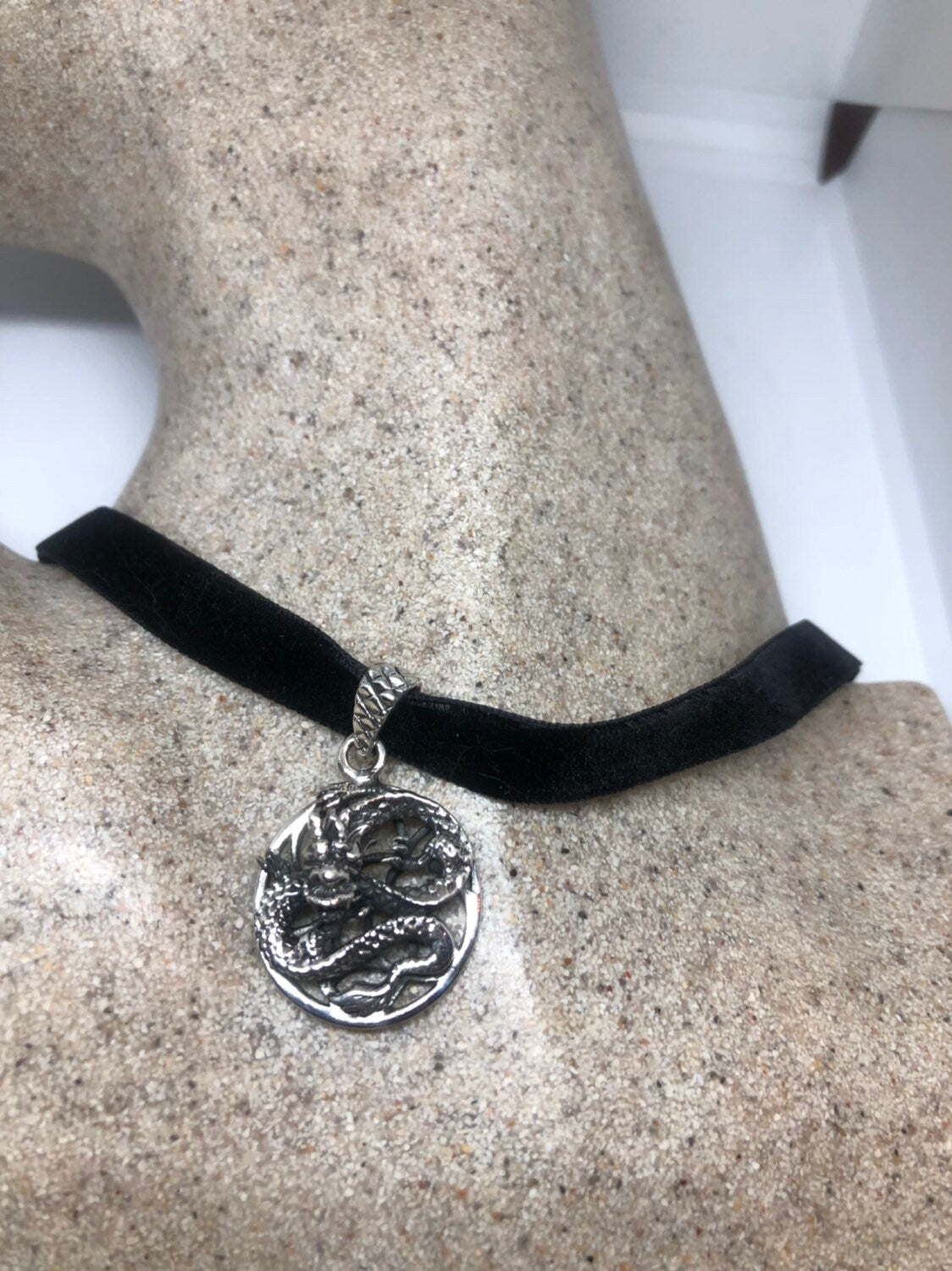 Vintage Handmade Sterling Silver 925 Gothic Dragon Necklace