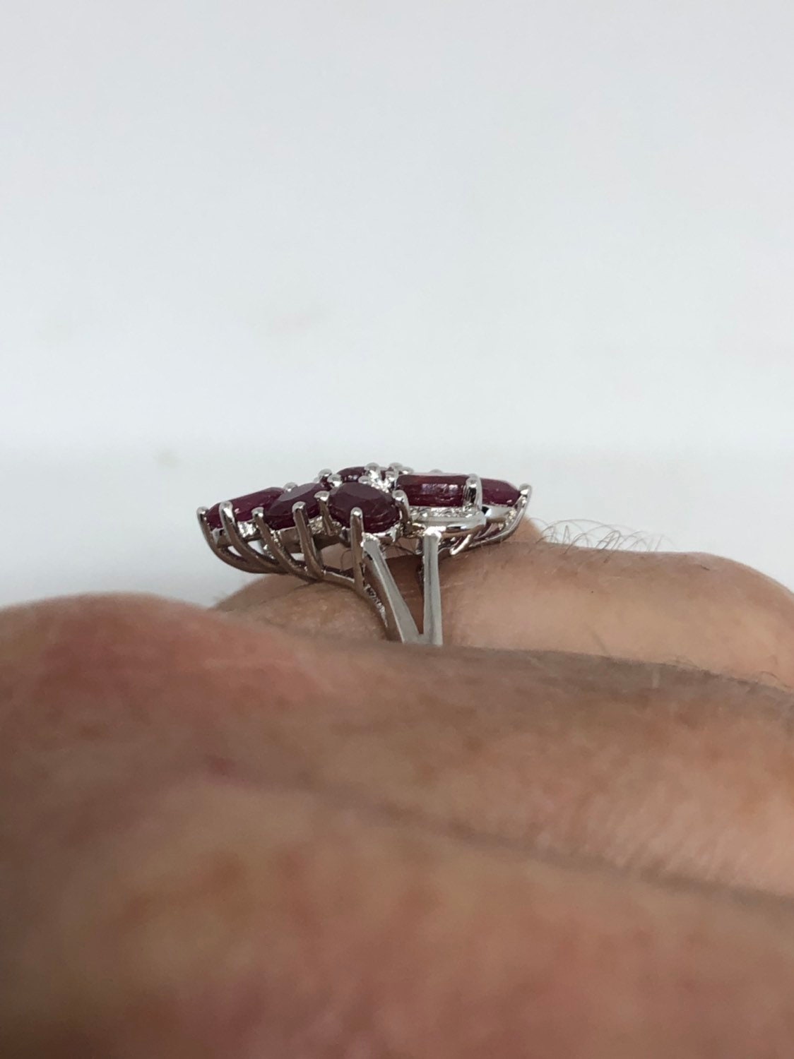 Vintage Handmade Pink Ruby Setting Sterling Silver Gothic Ring