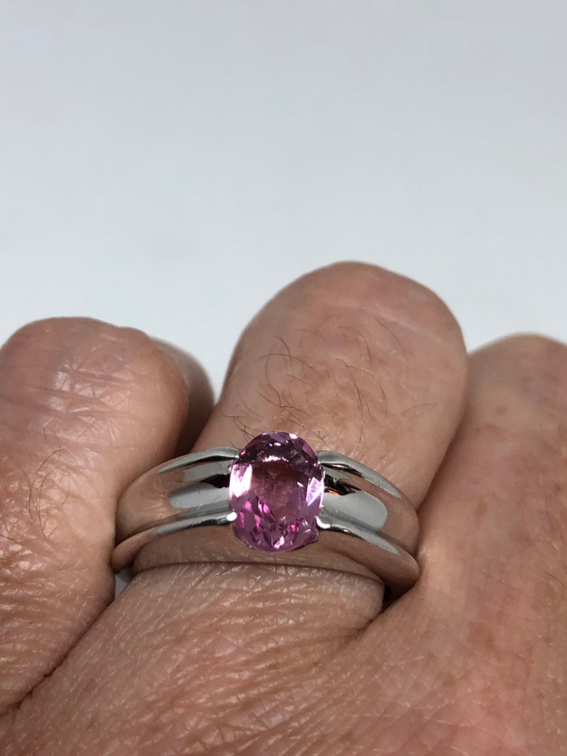 Vintage Handmade Pink Toumaline heart 925 Sterling Silver gothic Ring