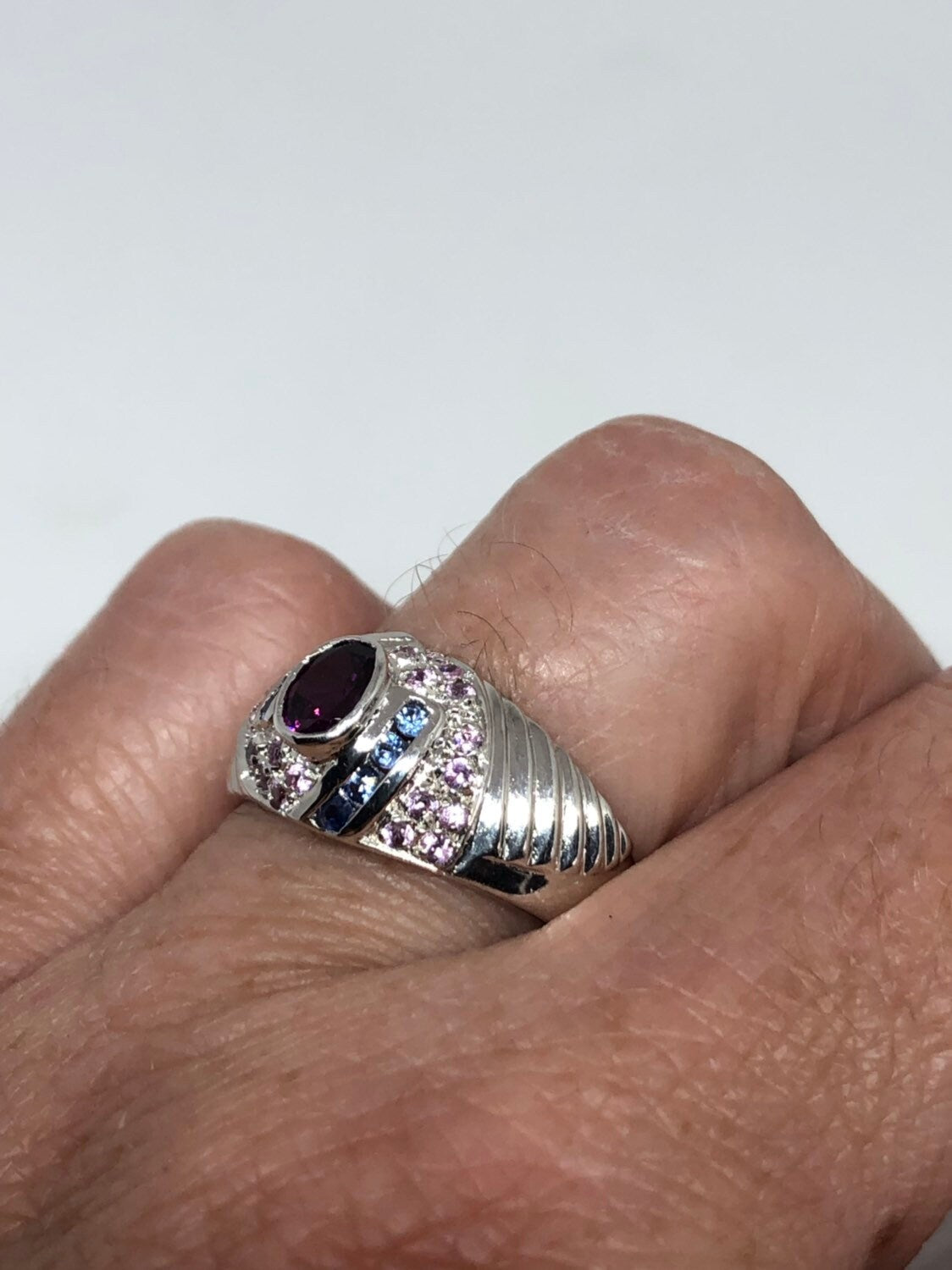 Vintage Handmade Pink Toumaline heart 925 Sterling Silver gothic Ring