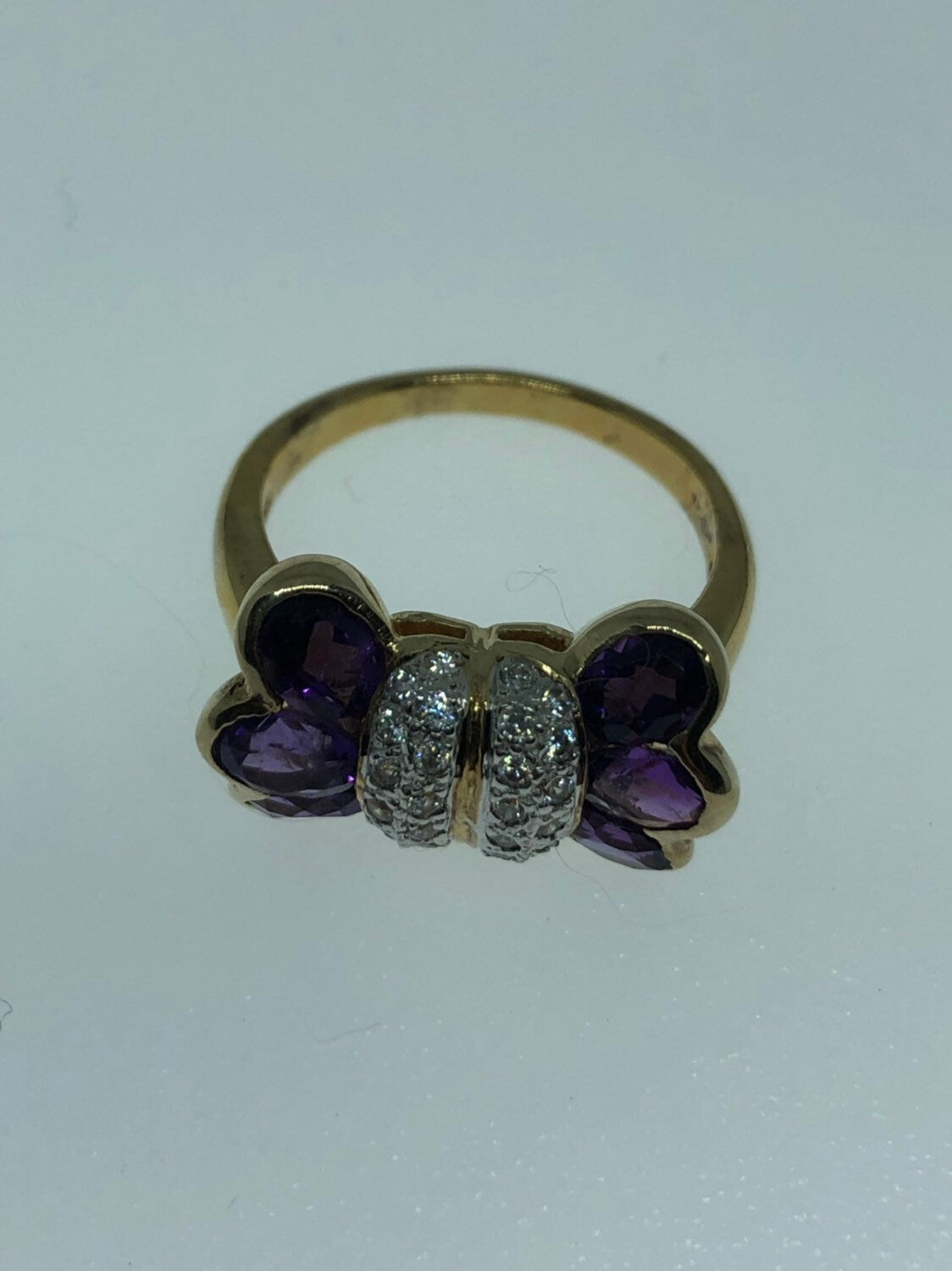 Vintage Handmade Genuine Purple Amethyst Filigree Setting 925 Sterling Silver Ring