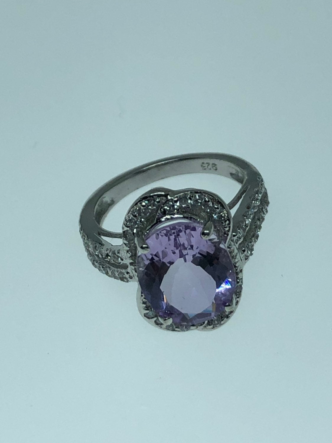 Vintage Purple Amethyst Ring Deco 925 Sterling Silver