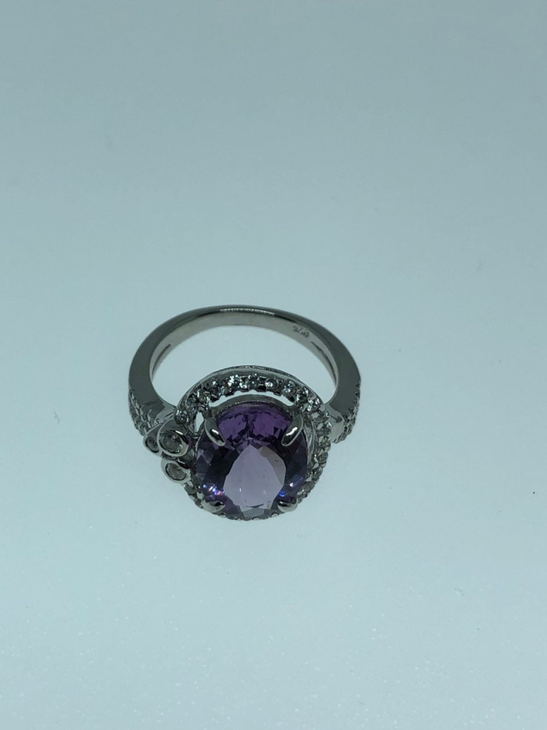 Vintage Handmade Deep Purple Genuine Amethyst Setting 925 Sterling Silver Gothic Ring