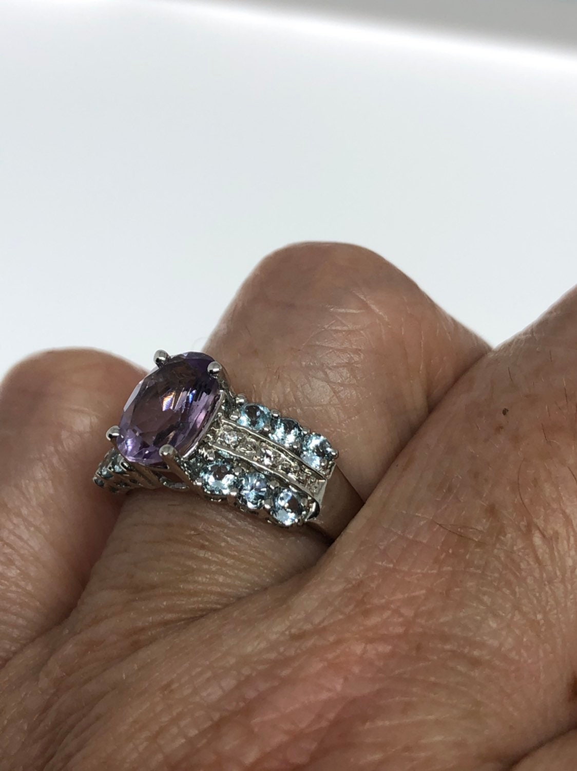 Vintage Handmade Deep Purple Genuine Amethyst Setting 925 Sterling Silver Gothic Ring