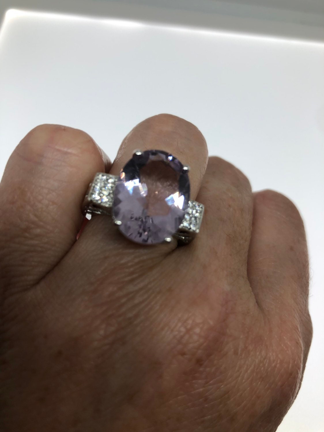 Vintage Handmade Deep Purple Genuine Amethyst Setting 925 Sterling Silver Gothic Ring