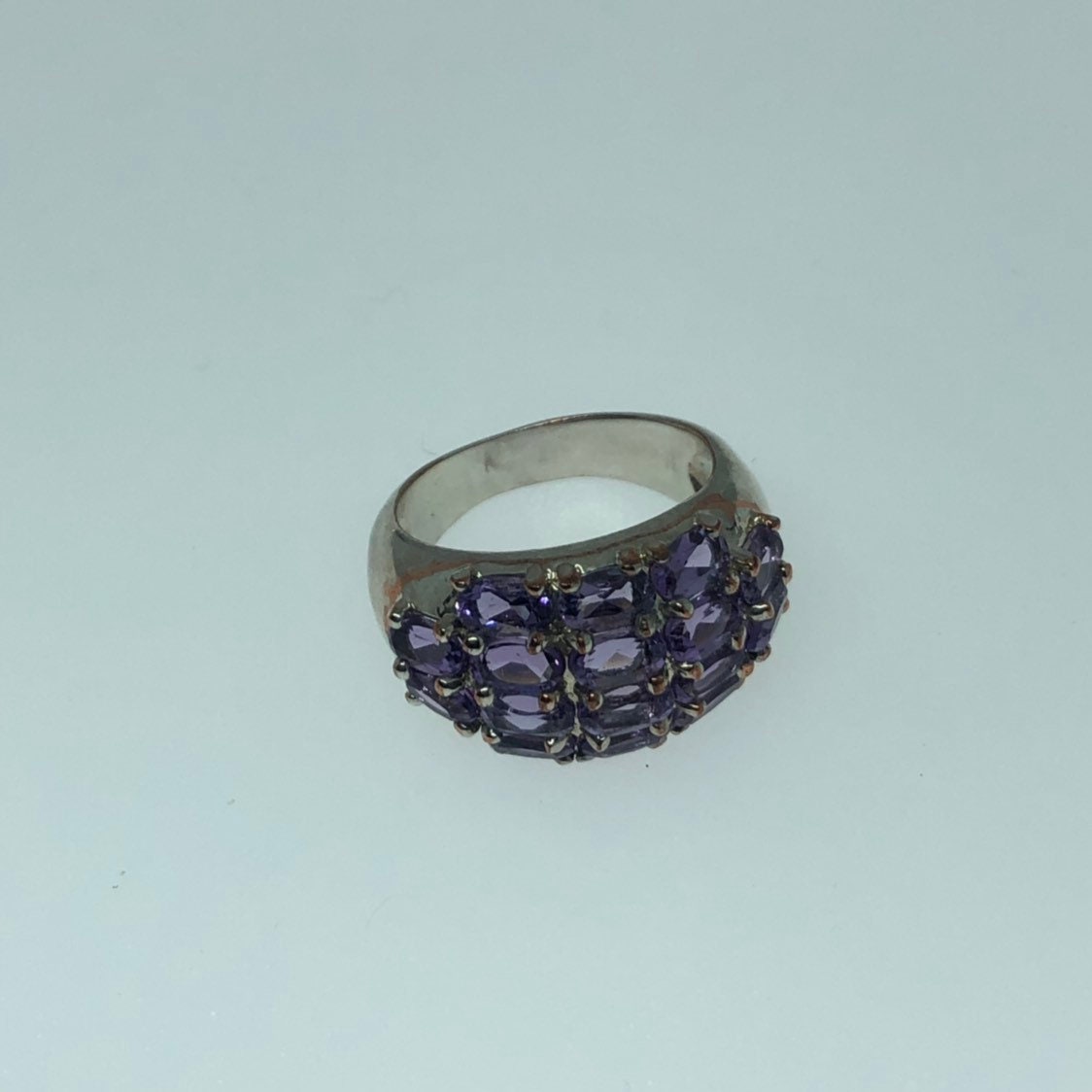 Vintage Handmade Genuine purple Amethyst Filigree setting 925 Sterling Silver gothic Ring