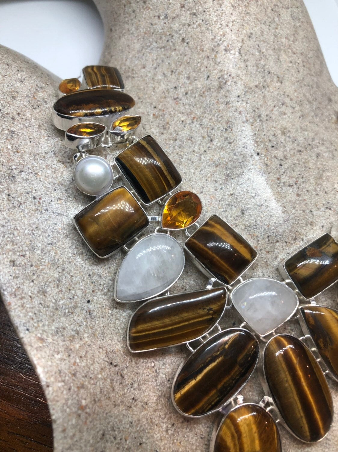 Handmade Turkish Ottoman Styled Silver tigers eye Pendant Necklace