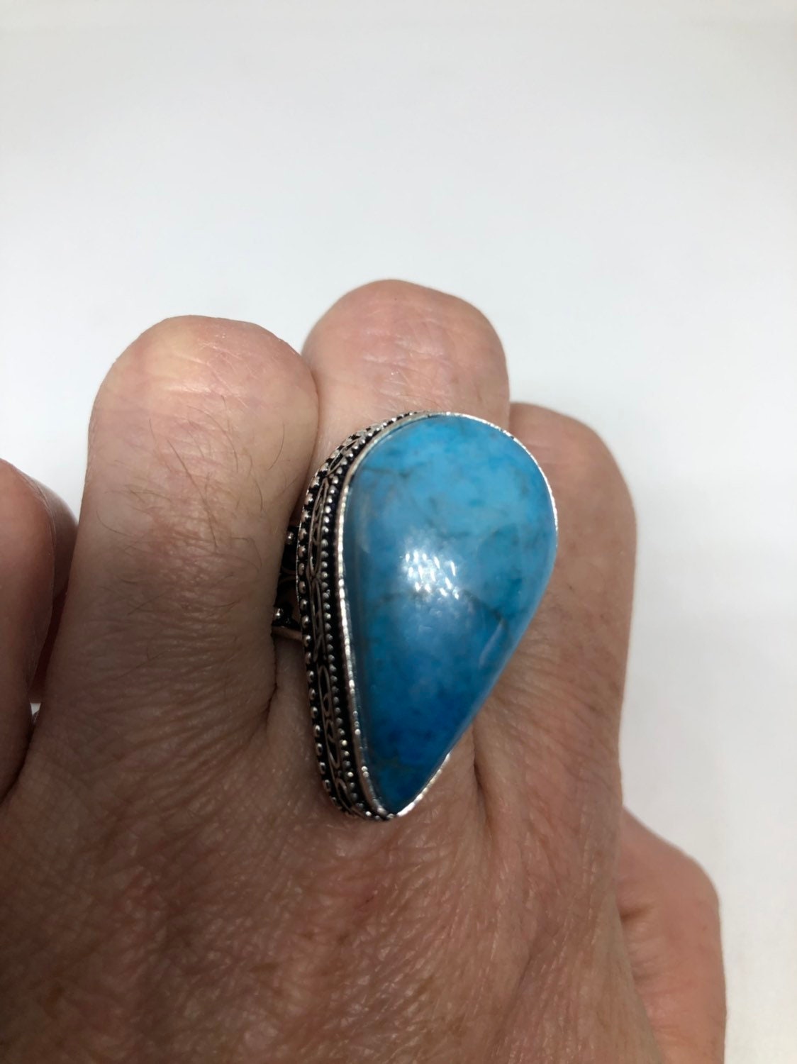Vintage Blue Larimar Cocktail Ring Size 8