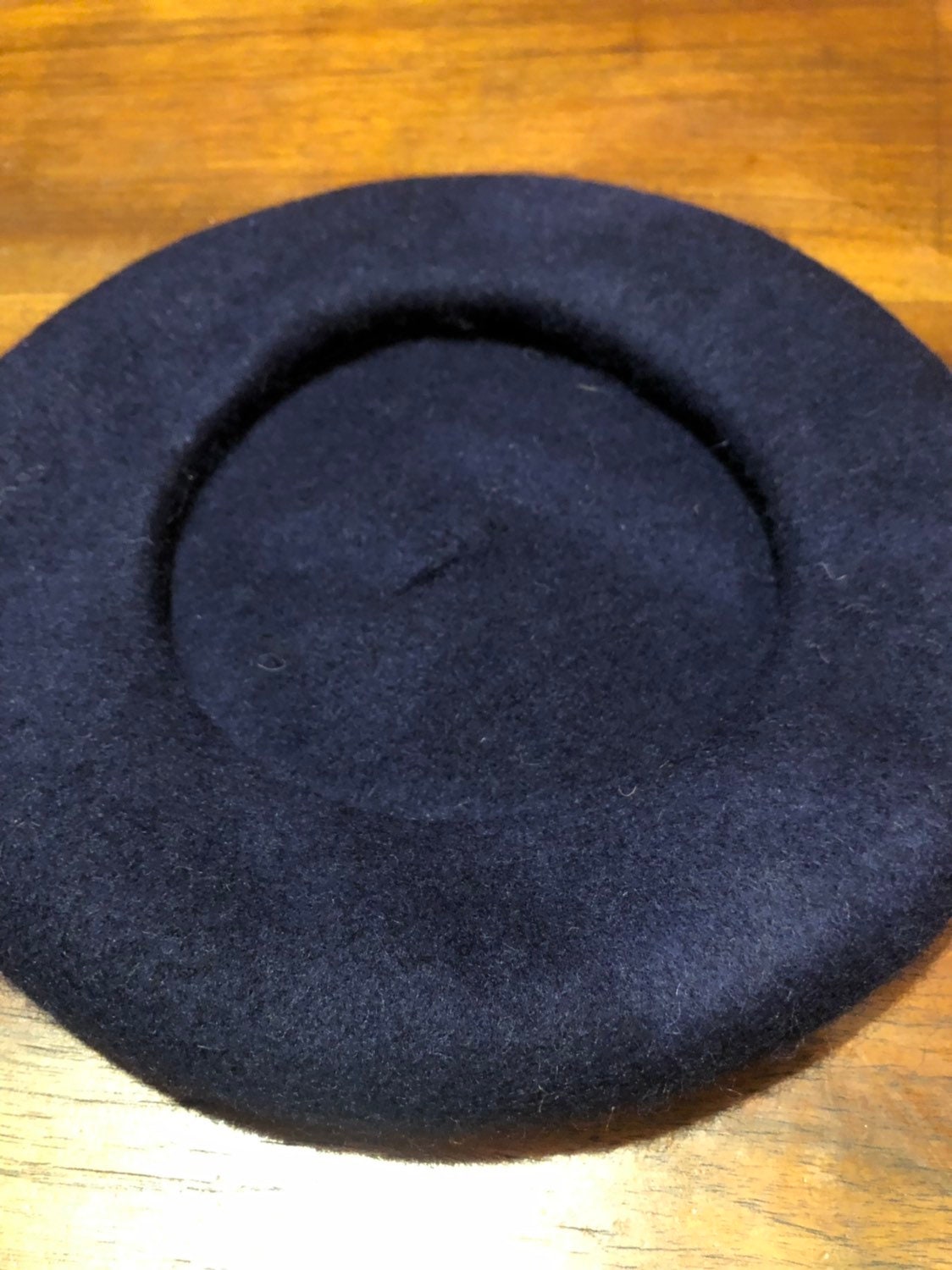 Vintage Blue Wool Felt 10 in Beret Hat