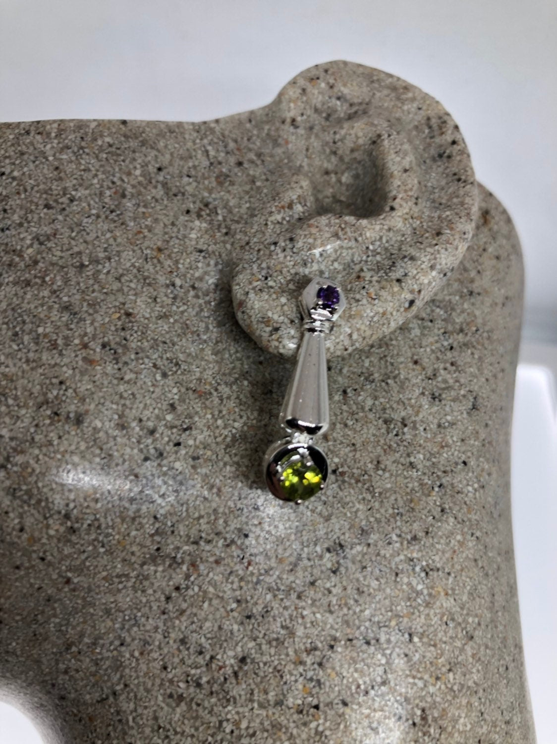 Vintage Handmade Sterling Silver Genuine Green Peridot Earrings
