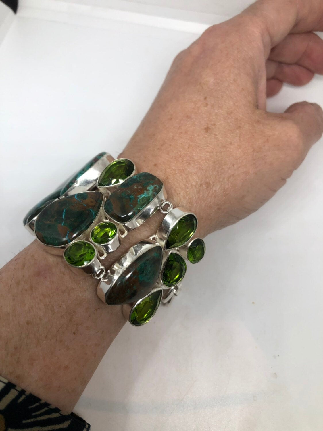 Vintage Green Gemstone Bracelet