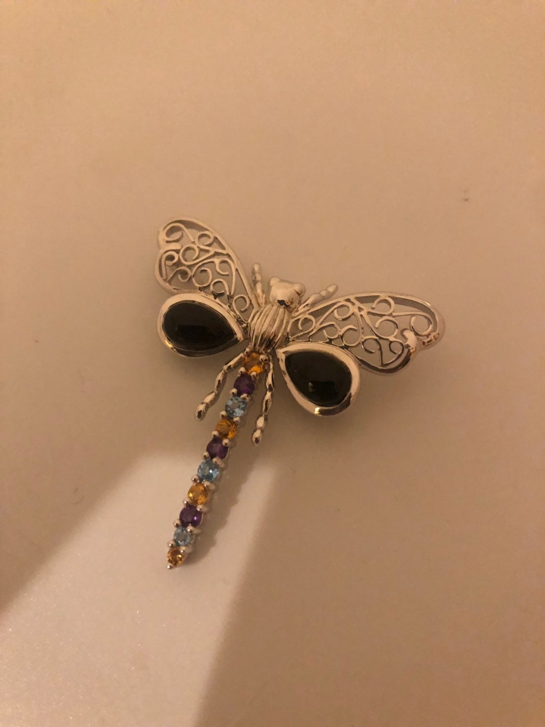 Vintage Handmade Genuine Gemstone Marcasite 925 Sterling Silver Brooch