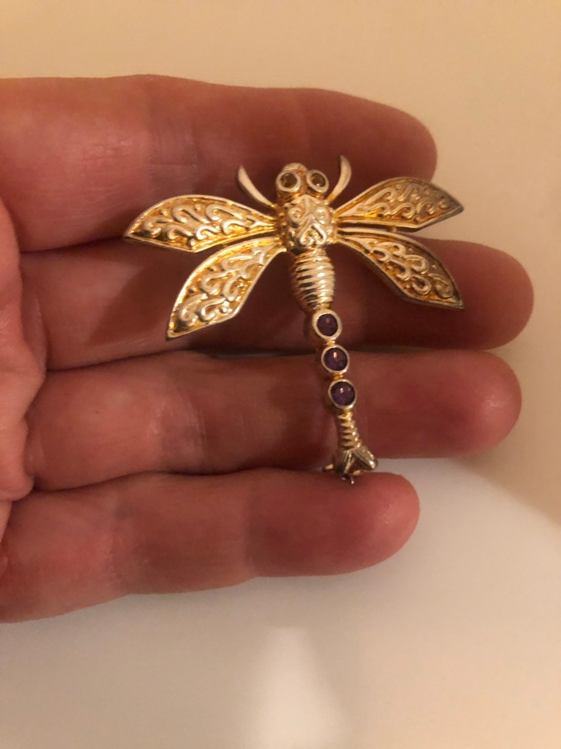 Vintage Handmade Genuine Gemstone 925 Sterling Silver Brooch