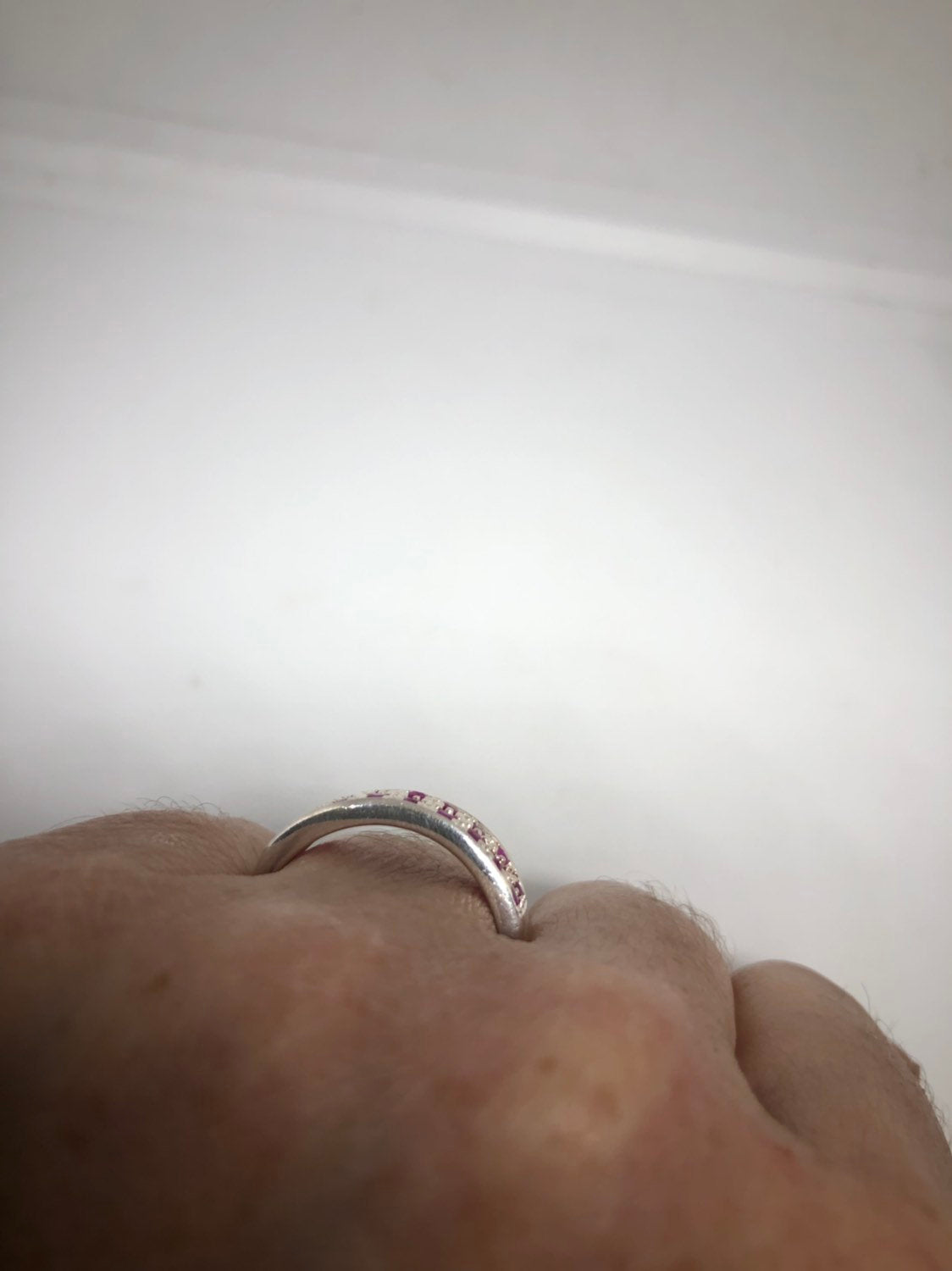 Vintage Handmade Pink Ruby Setting Sterling Silver Gothic Ring