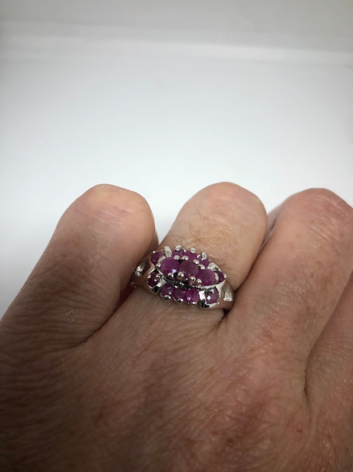 Vintage Genuine Pink Ruby 925 Sterling Silver Ring