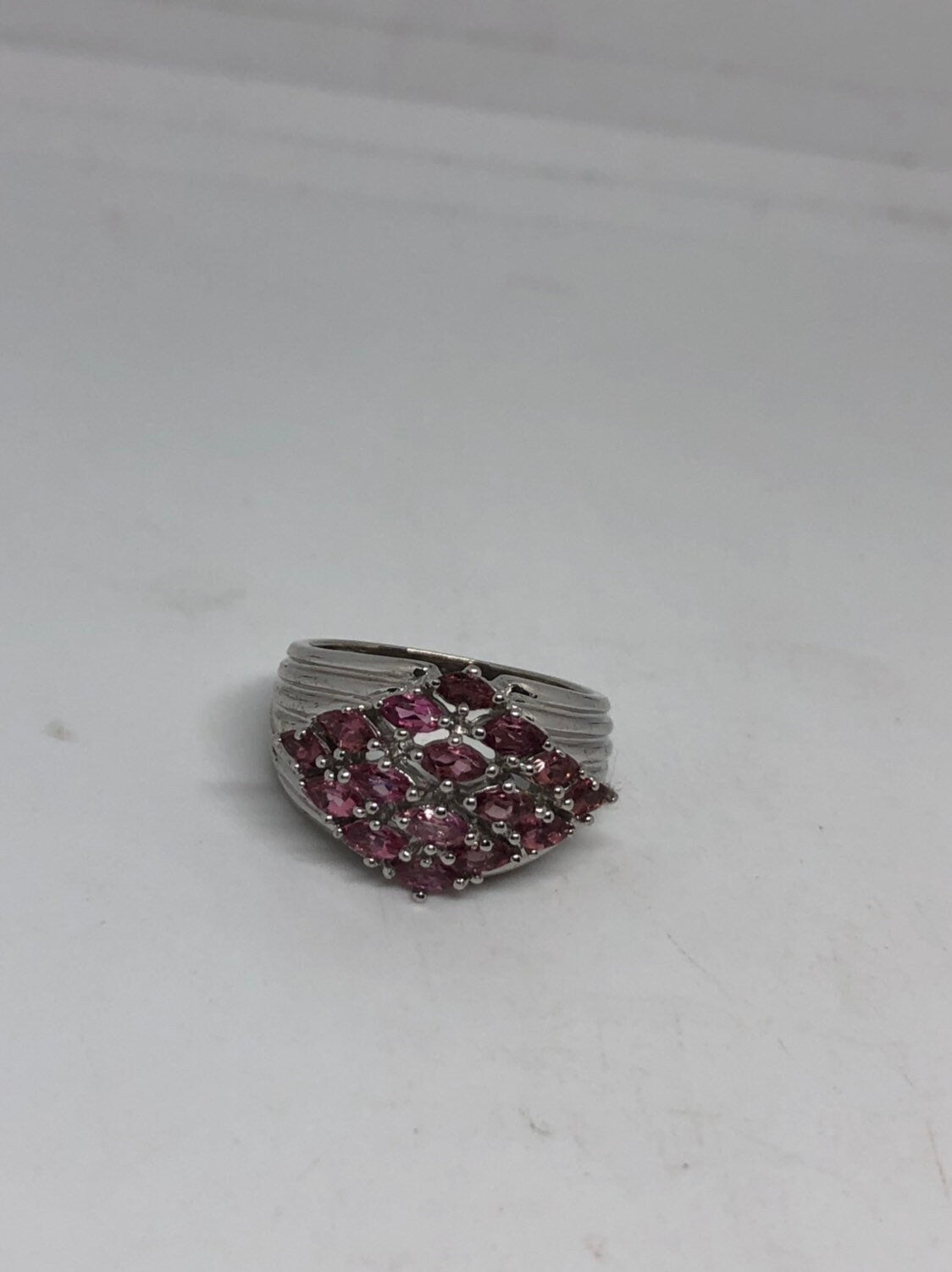 Vintage Handmade Pink Toumaline 925 Sterling Silver Gothic Ring