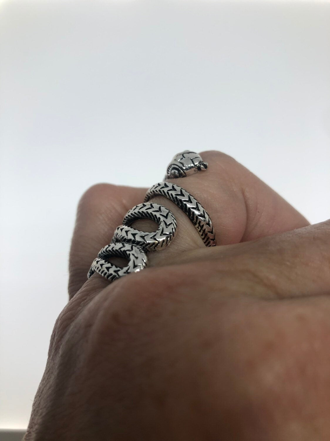 Vintage Snake Ring Silver White Bronze