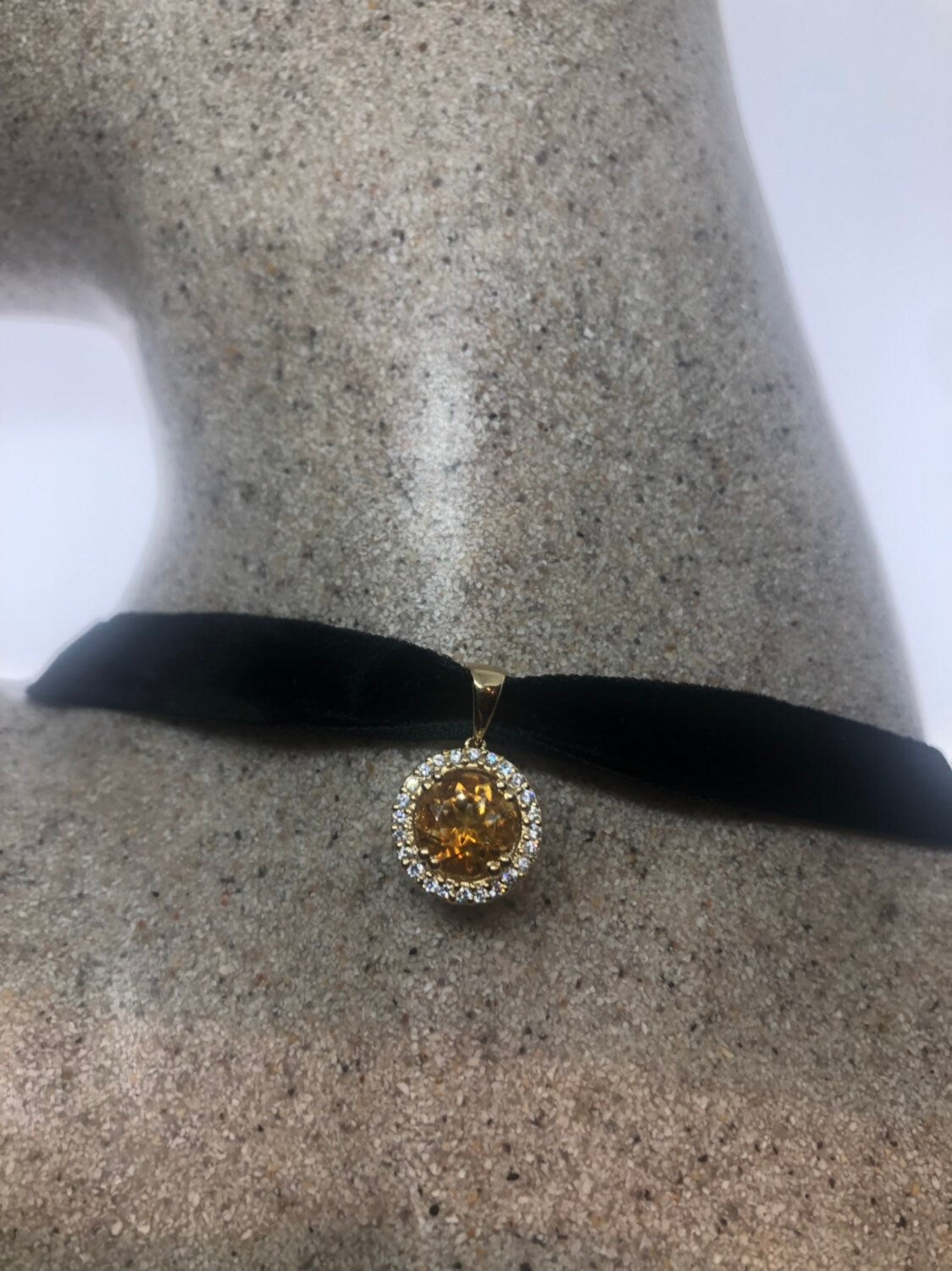 Vintage Handmade Sterling Silver Golden Citrine Pendant