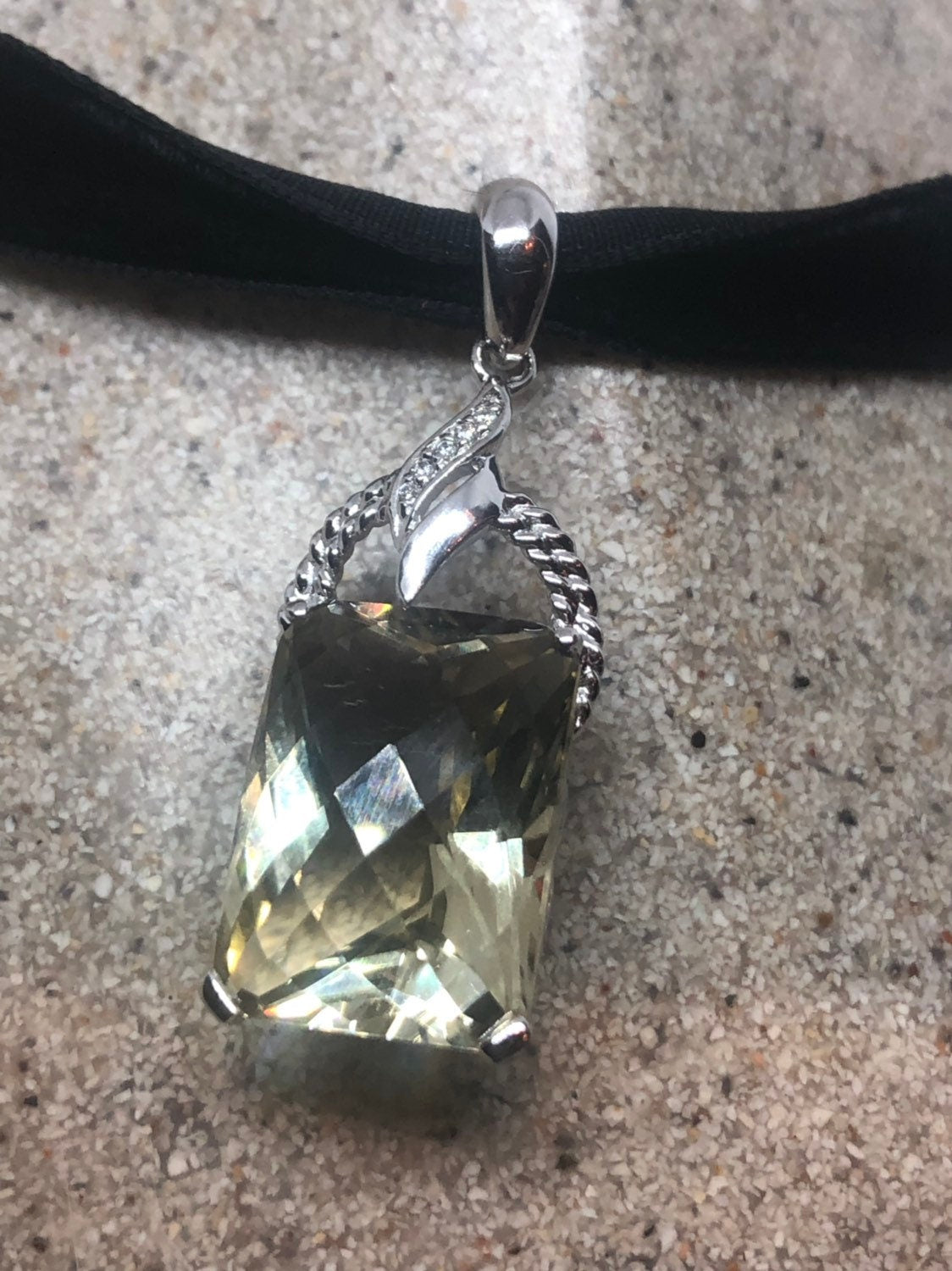 Vintage Handmade Sterling Silver Golden Lemon Citrine Pendant