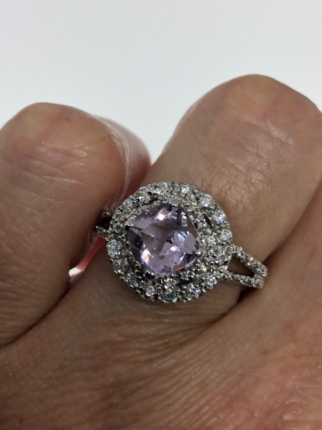 Vintage Handmade Deep Purple Genuine Amethyst Setting 925 Sterling Silver Gothic Ring