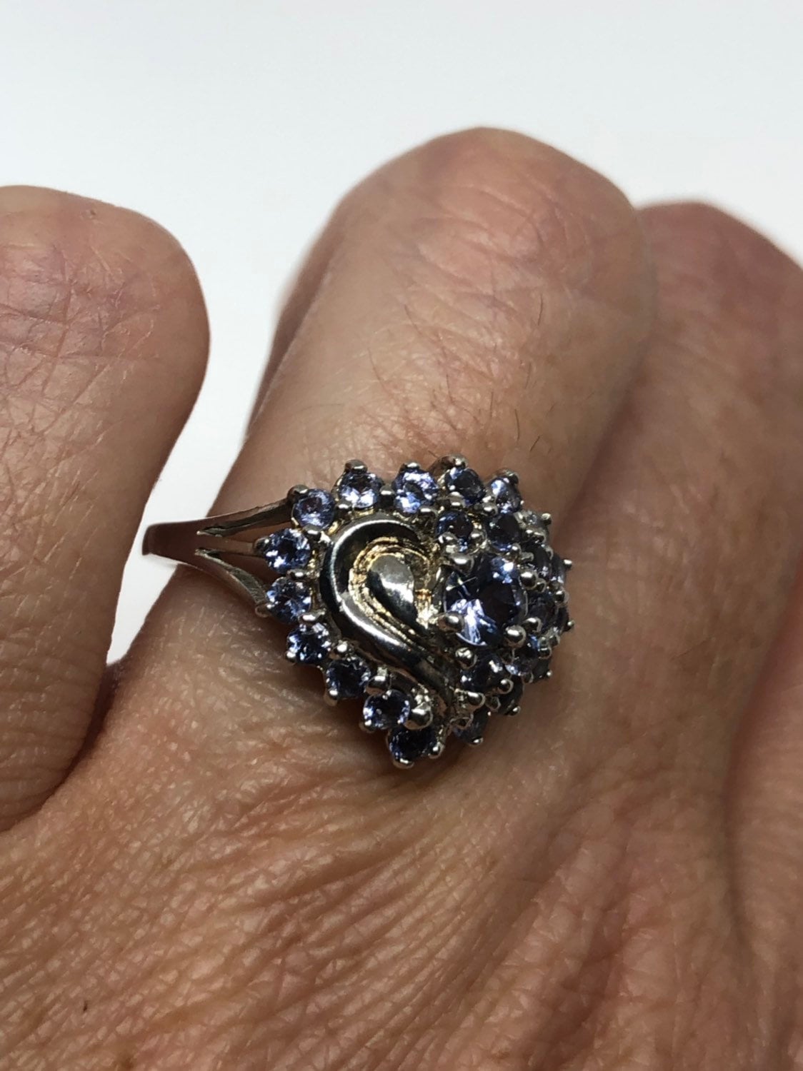 Vintage Handmade Blue Tanzanite Setting 925 Sterling Silver Gothic Ring