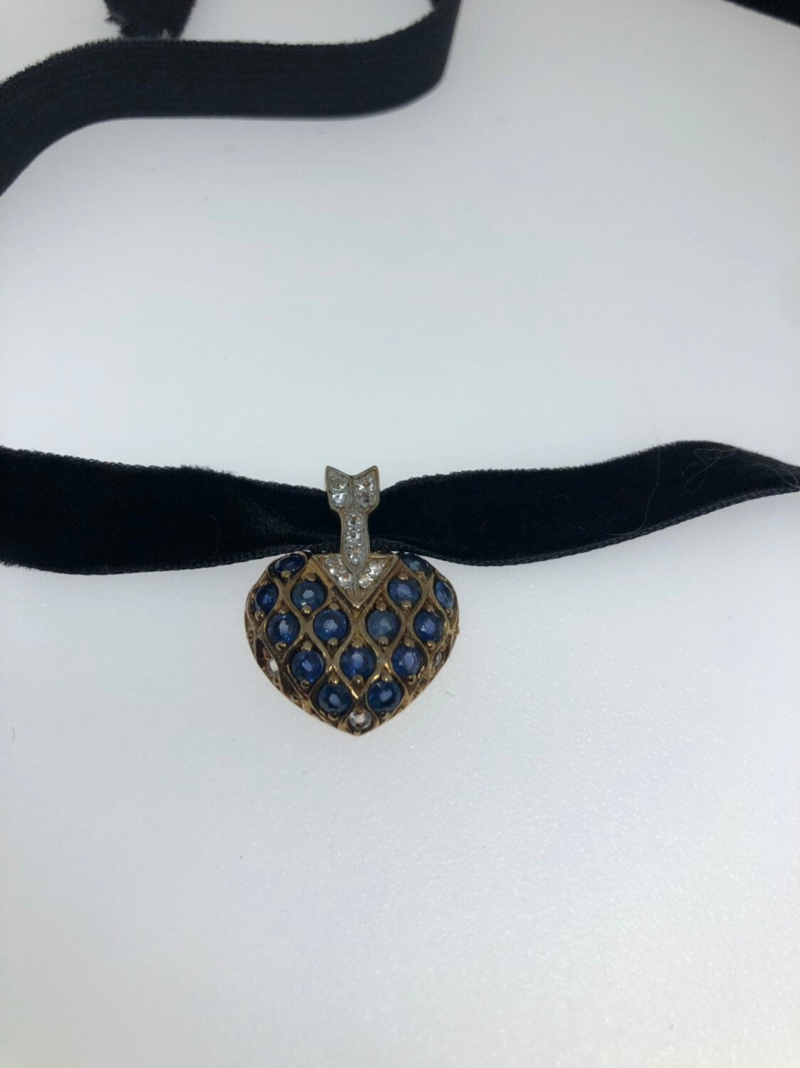 Vintage Handmade 925 Sterling Silver Rose Gold Blue and White Sapphire Pendant