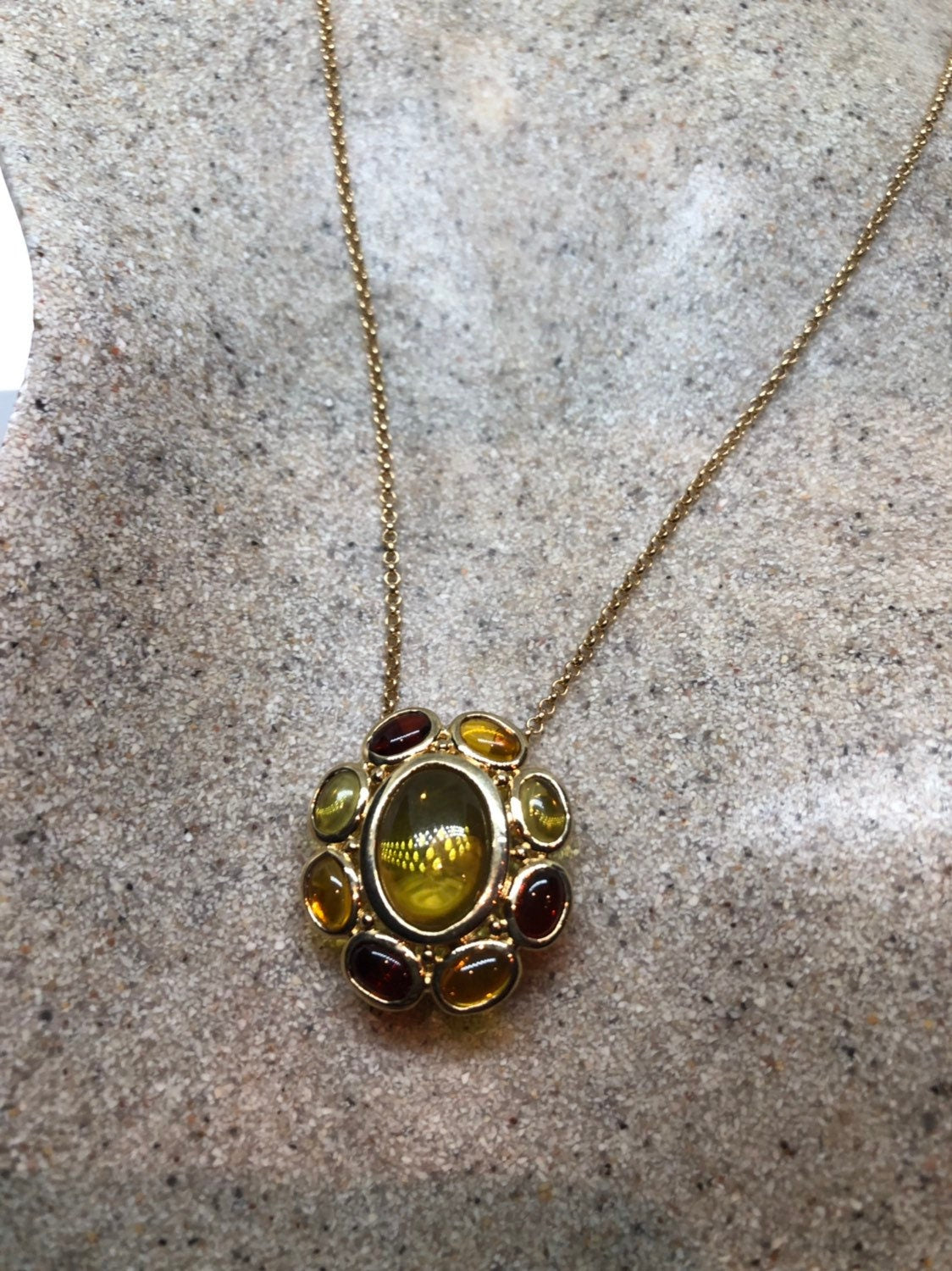 Vintage Handmade Sterling Silver Golden Citrine Lemon Quartz Pendant