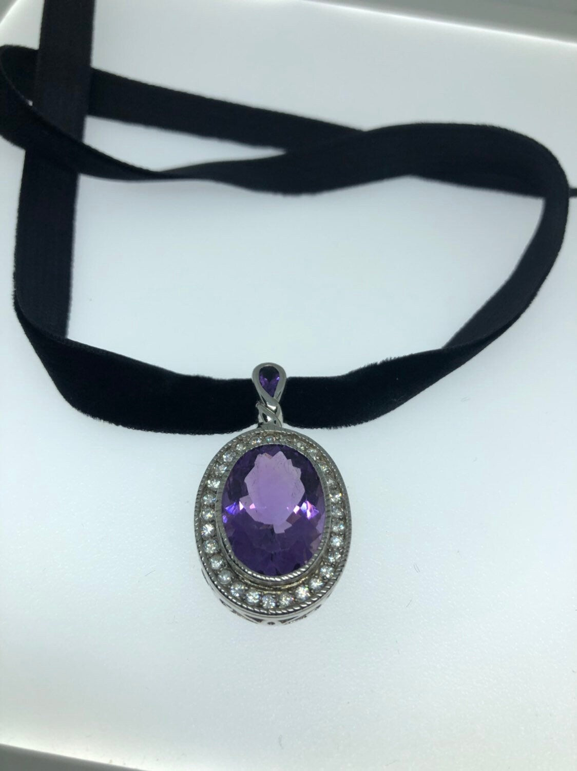 Vintage Handmade 925 Sterling Silver Purple Amethyst Pendant