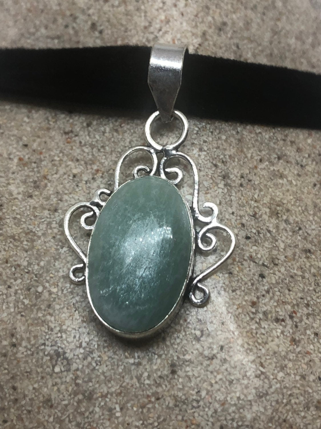 Vinate Green Aventurine Silver Finish Necklace