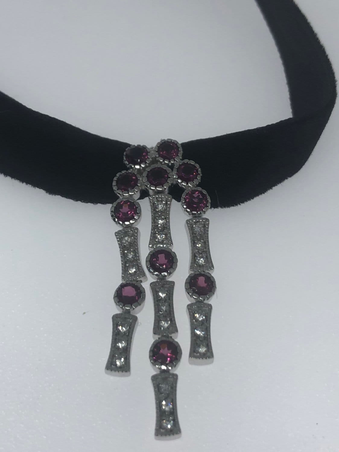 Vintage 925 Sterling Silver Genuine Tourmaline Mixed Colored Gemstone Antique Flower Pendant Necklace