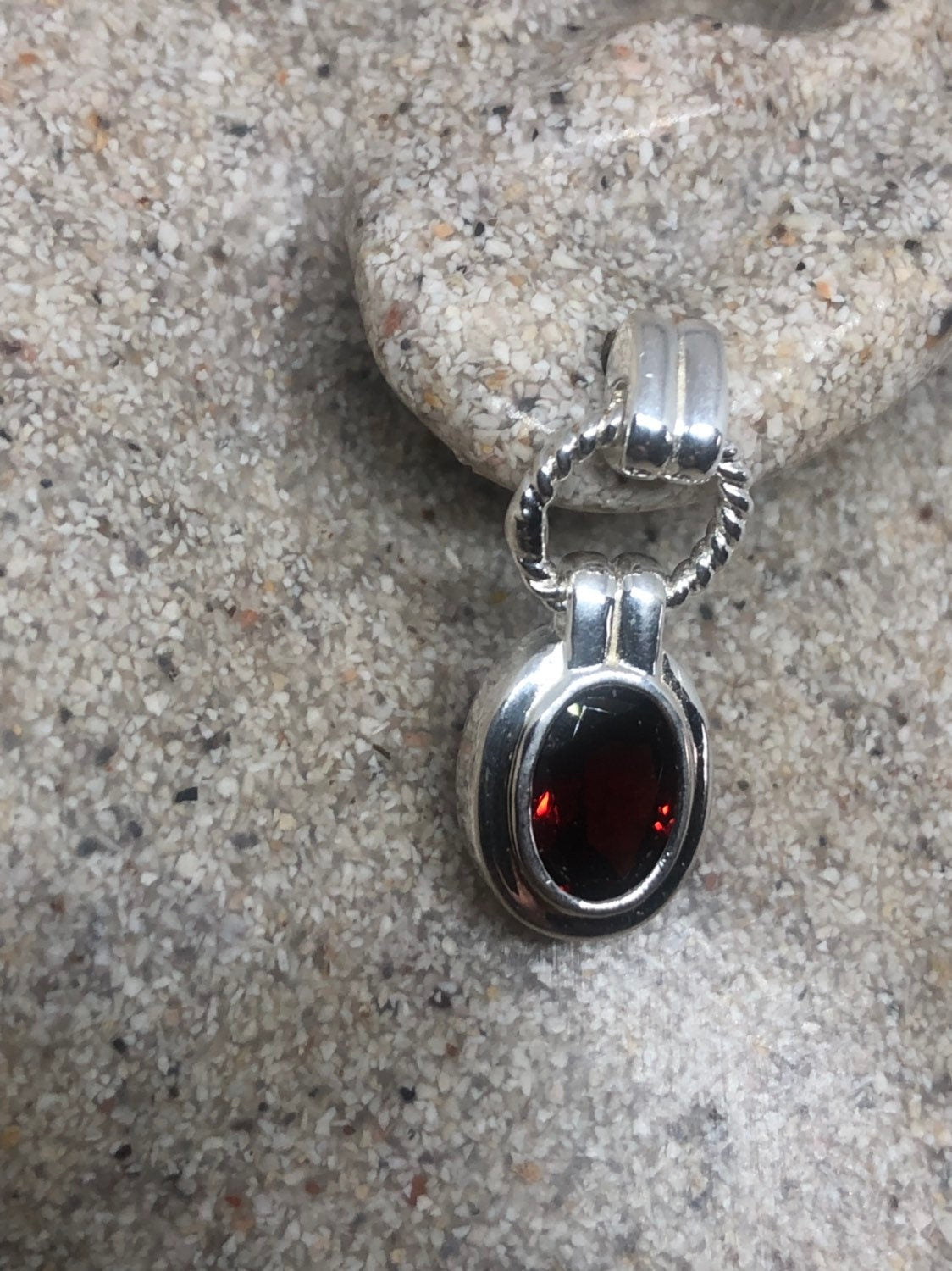 Vintage Bohemian Garnet Earring 925 Sterling Silver Button