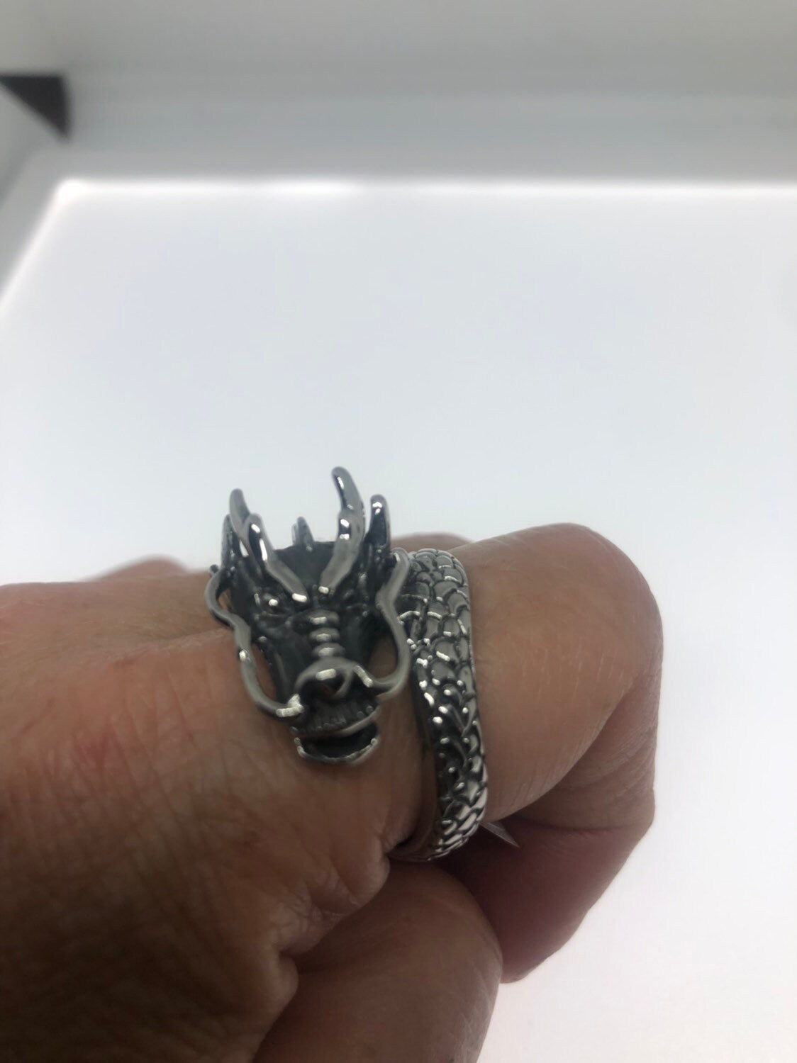 Vintage Dragon Ring Gothic Silver Stainless Steel Mens