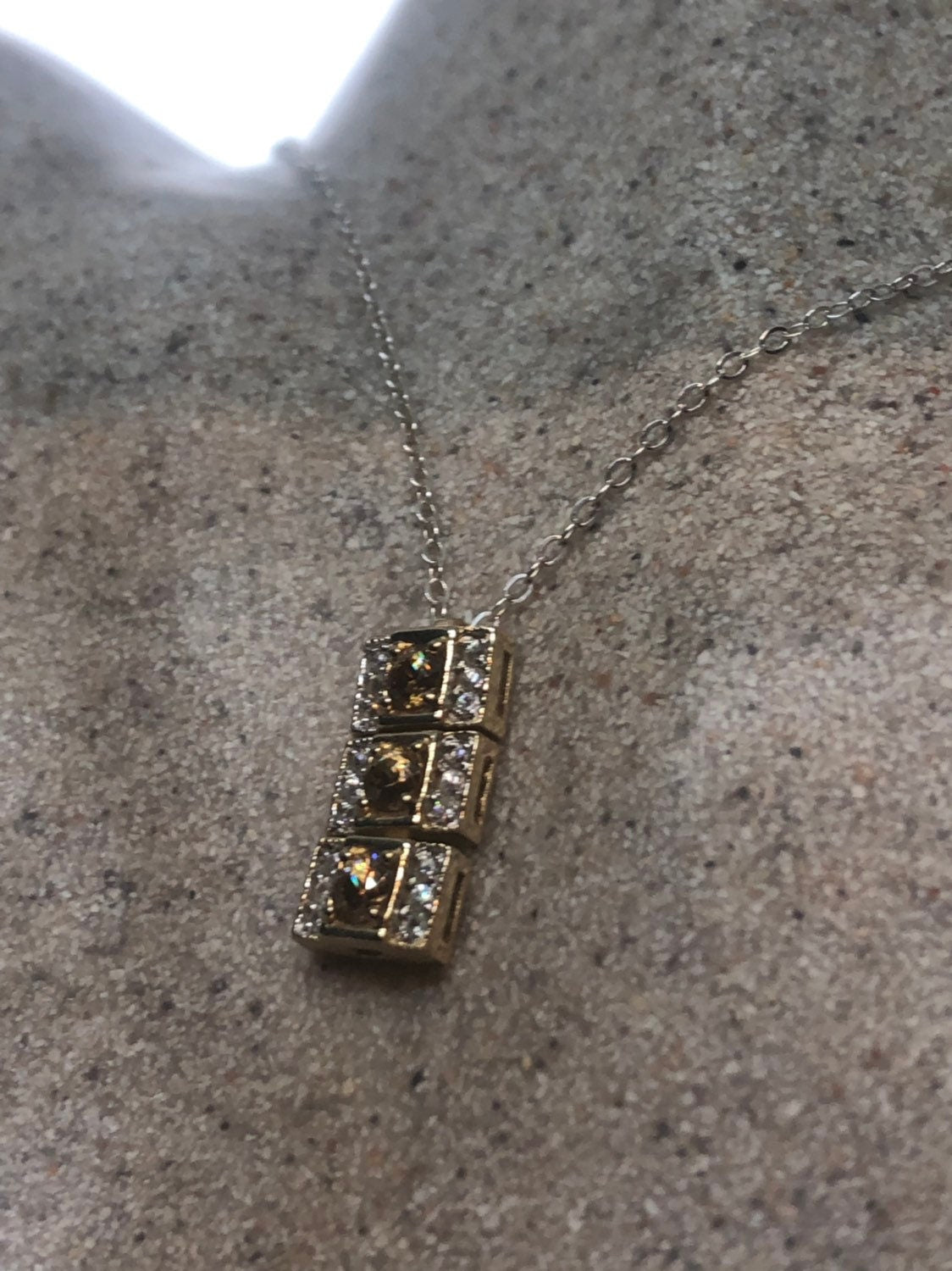 Vintage 925 Sterling Silver Golden Citrine Pendant