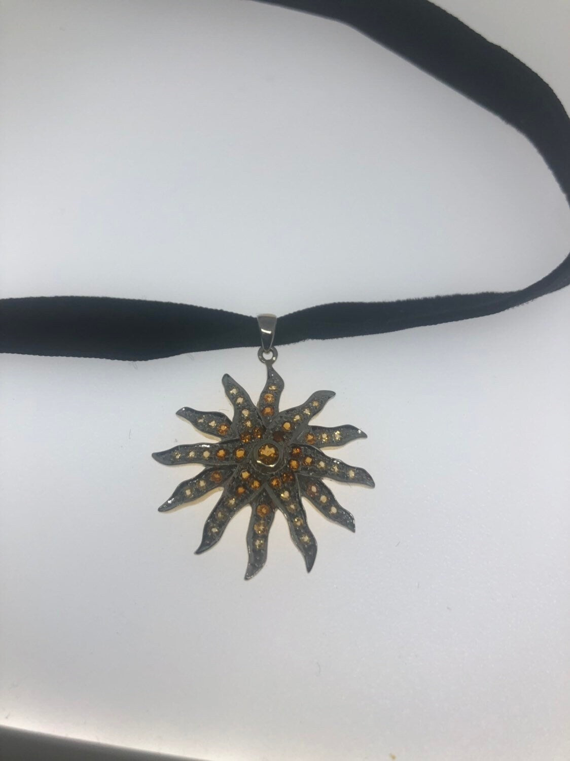 Vintage Handmade 925 Sterling Silver Citrine Pendant