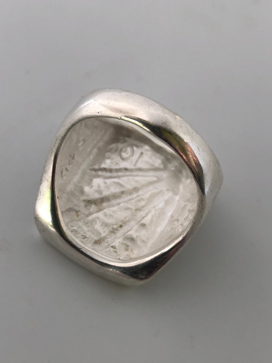 Vintage Native American Style Southwestern Red Stone Inlay Mens Ring