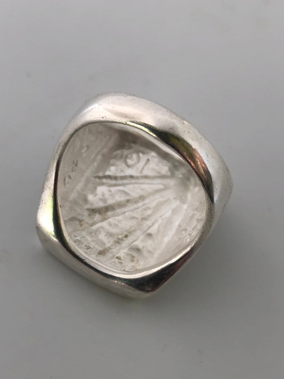 Vintage Native American Style Southwestern Red Stone Inlay Mens Ring