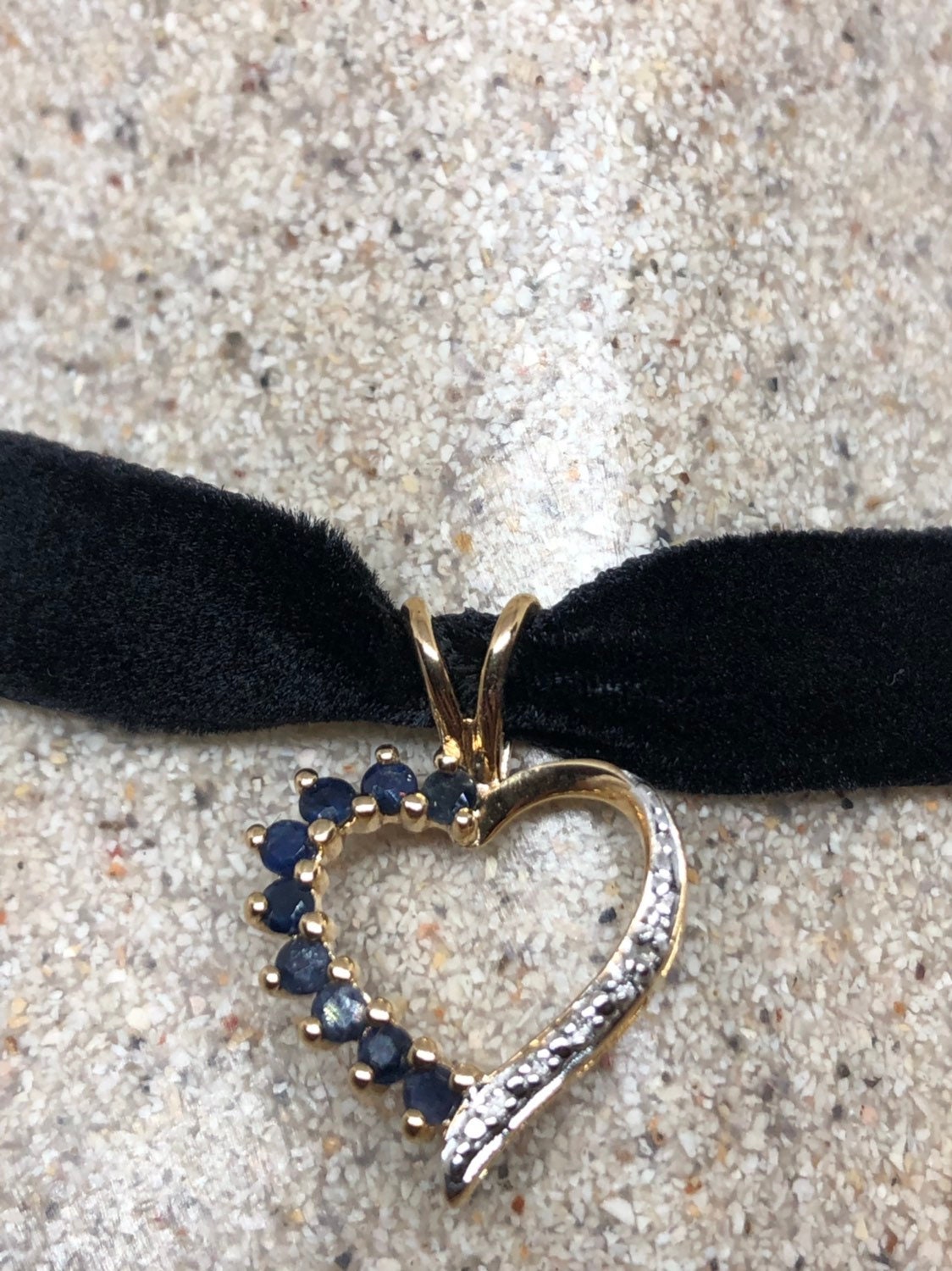 Vintage Handmade 925 Sterling Silver Gold Blue and White Sapphire Pendant