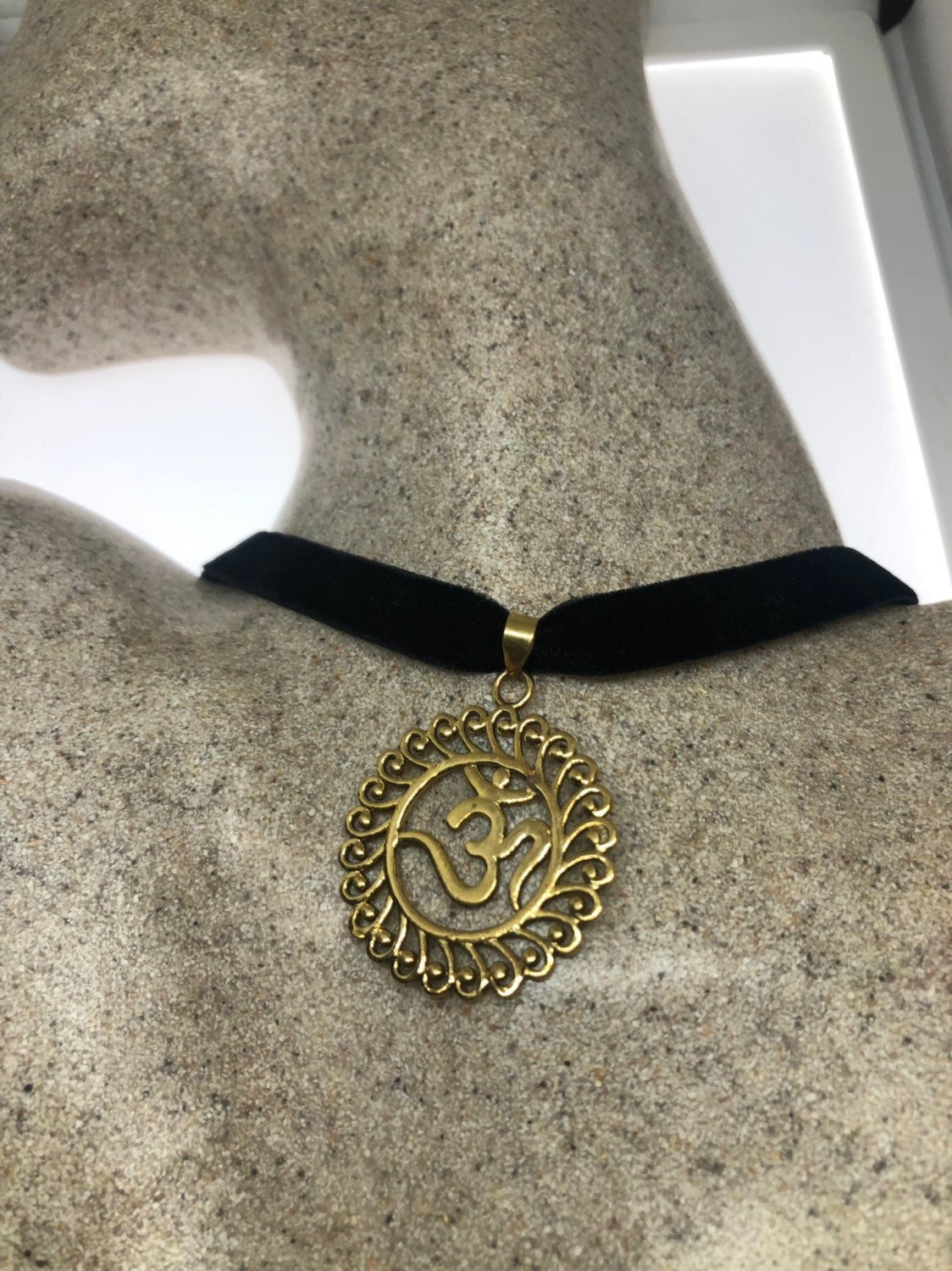 Vintage Handmade Bronze Ohm Shanti Pendant
