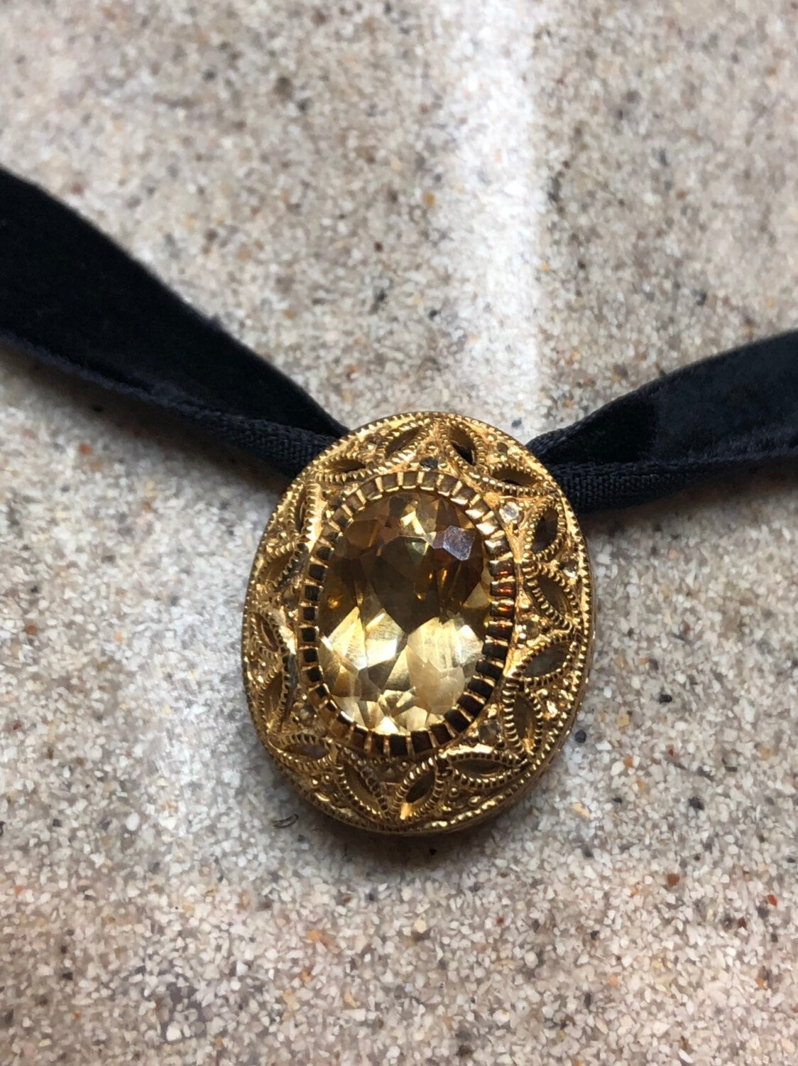 Vintage Handmade Sterling Silver Golden Citrine Pendant