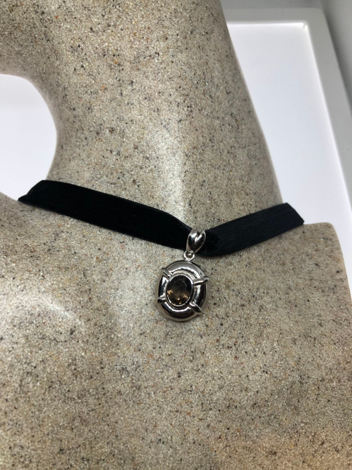 Vintage Handmade 925 Sterling Silver Smoky Quartz Pendant