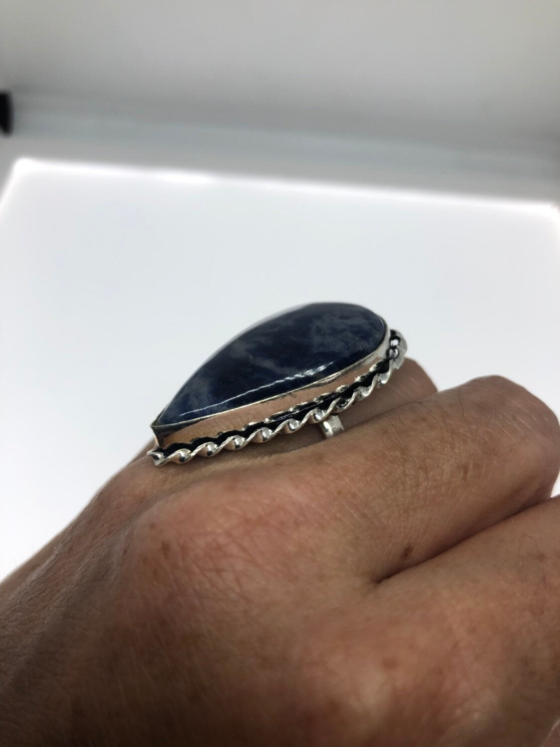 Vintage Blue Genuine Lapis Lazuli Ring Size 7.25