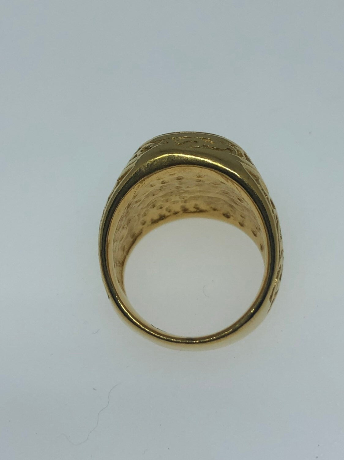Vintage Golden Stainless Steel Our Lady of Guadeloupe Mens Ring